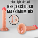 UNIQUE Realistik Dokuda Mini Dildo Vantuzlu Gerçekçi Yapay Penis 14 CM - Görsel 6