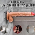 UNIQUE XL Realistik Dokuda Damarlı Dildo Vantuzlu Büyük Boy Gerçekçi Yapay Penis 27 CM - Görsel 3