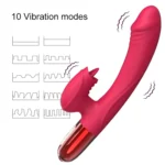 V2 Şarjlı Akıllı Isıtmalı Güçlü Titreşimli G-Spot Klitoris Uyarıcı Yapay Penis 2 in 1 Dil Vibratör - Görsel 3