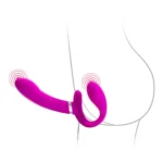 Şarjlı Strapless Strapon Titreşimli Dildo G Nokta Klitoris Uyarıcı Giyilebilir 2 in 1 Çift Vibratörü - Görsel 2