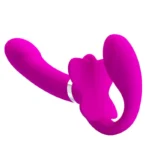 Şarjlı Strapless Strapon Titreşimli Dildo G Nokta Klitoris Uyarıcı Giyilebilir 2 in 1 Çift Vibratörü - Görsel 4
