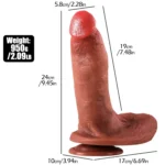 Wayne - Ultra Yumuşak Dokulu Realistik Dildo Çift Katmanlı Silikon Gerçekçi Yapay Penis 24 CM - Görsel 5