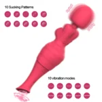 ZIVA Çift Taraflı Klitoris Emiş Güçlü ve Titreşimli Uyarıcı AV Wand Massager - Görsel 4